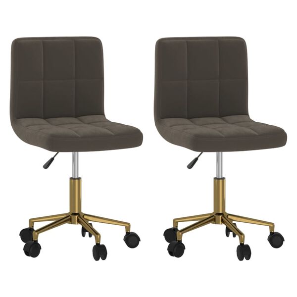 vidaXL Scaune de bucătărie pivotante, 2 buc, gri &icirc;nchis, catifea