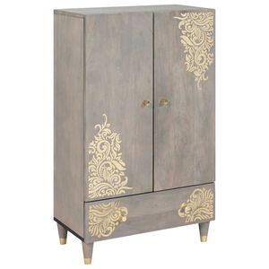 vidaXL Bufet Gri și Aur 60 x 33 x 100 cm Lemn de mango solid