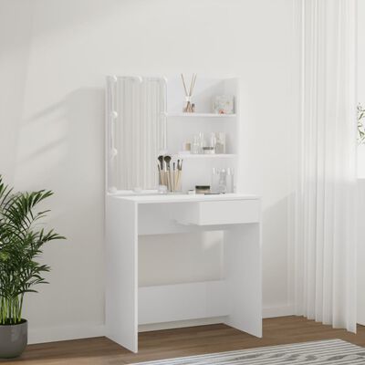 vidaXL Masă de toaletă cu LED, alb, 74,5x40x141 cm