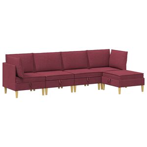 vidaXL Set de canapea modulară cu spațiu de stocare 5 pcs Roșu Vin