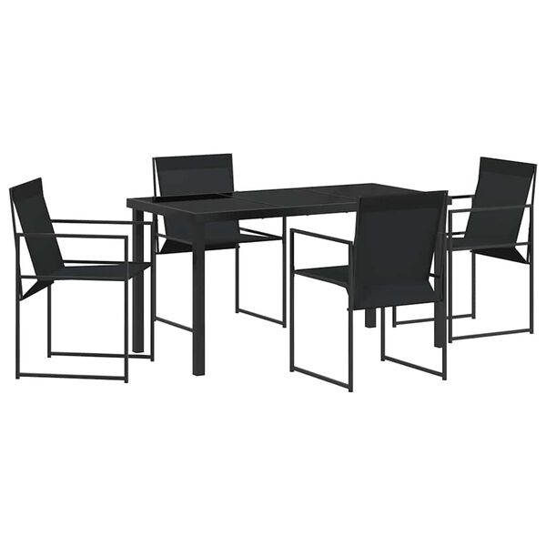 vidaXL Set de masă pentru grădină 5 pcs Negru