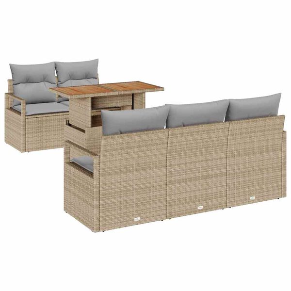 vidaXL Set de canapele pentru grădină 6 pcs Bej Rattan poli