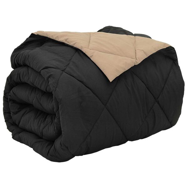 vidaXL Duvet complet pe tot parcursul anului Negru și Taupe