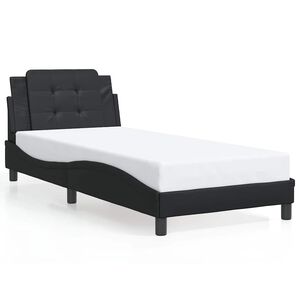vidaXL Cadru de pat fără saltea, Zadar, negru, 90x190 cm, piele ecologică