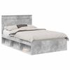 vidaXL Cadru de pat cu headboard Beton 120 x 200 cm Lemn de pin masiv