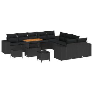 vidaXL Set de canapele pentru grădină 13 buc. Negru poliratan