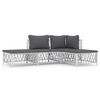 vidaXL Set mobilier de grădină, 4 piese, cu perne, alb, oțel