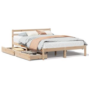 vidaXL Cadru de pat fără saltea, 135x190 cm, lemn masiv de pin