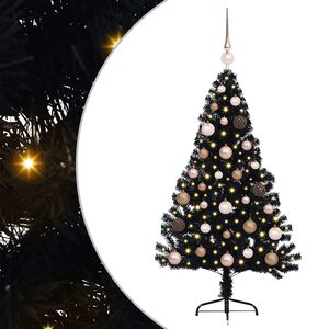 vidaXL Pom de Crăciun artificial pre-iluminat Negru 120 cm PVC