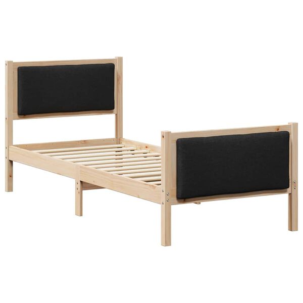 vidaXL Cadru de pat cu headboard Negru 75 x 190 cm țesătură