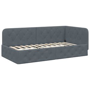 vidaXL Cadru de pat colțar cu headboard Gri &icirc;nchis 90 x 200 cm Catifea