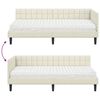vidaXL Cadru de pat colțar cu saltea cu headboard 2 pcs Crem Catifea