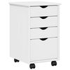 vidaXL Cabinet mobil cu roata Alb 34 x 39 x 56 cm Lemn de pin masiv