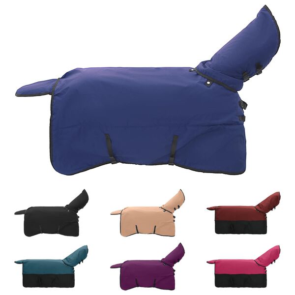 vidaXL Pătură pentru cai Verde &icirc;nchis și negru 115 cm Poliester