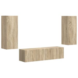 vidaXL Set comodă TV Pe perete 2 pcs Stejar Sonoma Lemn compozit