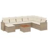 vidaXL Set canapele de grădină, 9 piese, cu perne, bej, poliratan