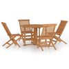 vidaXL Set mobilier de exterior pliabil, 5 piese, lemn masiv de tec