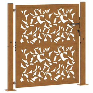 vidaXL Poartă de grădină 100x100 cm, model frunze de oțel rezistente la intemperii