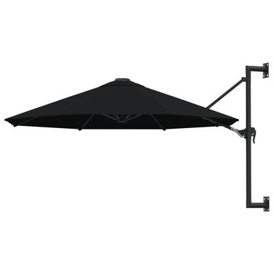 vidaXL Umbrelă de soare de perete cu stâlp metalic, negru, 300 cm