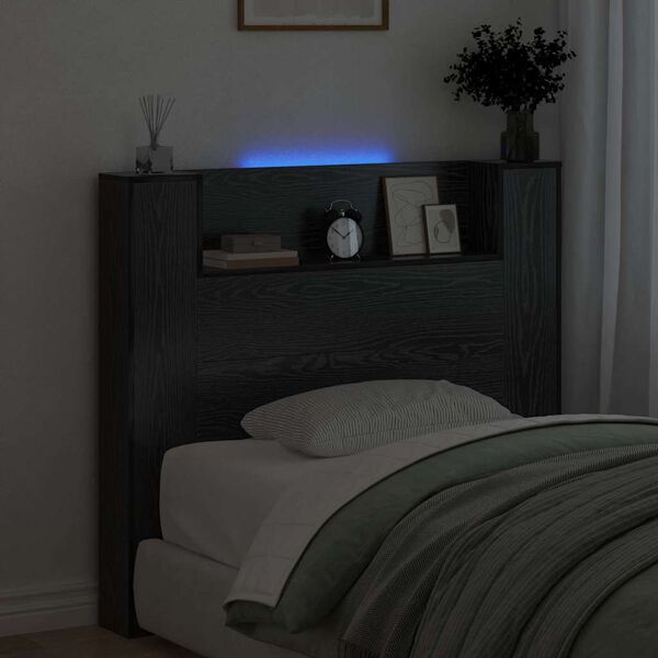 vidaXL Tăblie cap Stejar Negru 120 x 15 x 103,5 cm Lemn compozit