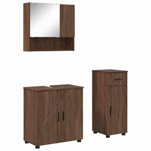 vidaXL Set de mobilier pentru baie cu sertar 3 pcs Stejar &icirc;nchis