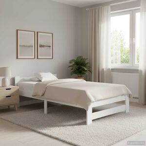 vidaXL Cadru de pat, alb, 90 x 200 cm, lemn masiv de pin