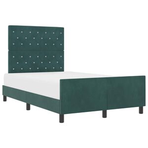 vidaXL Pat cu arcuri cu headboard Verde &icirc;nchis 120 x 200 cm Catifea