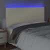 vidaXL Tăblie de pat cu LED, crem, 200x5x118/128 cm, piele ecologică