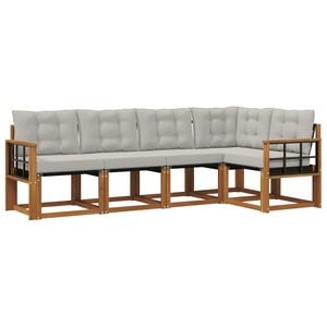 vidaXL Set de canapele de exterior 5 buc. Gri natural și deschis