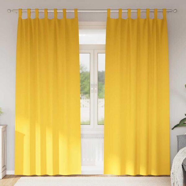 vidaXL Perdele Opaque cu Inel 2 pcs Galben muștar 245 x 140 cm