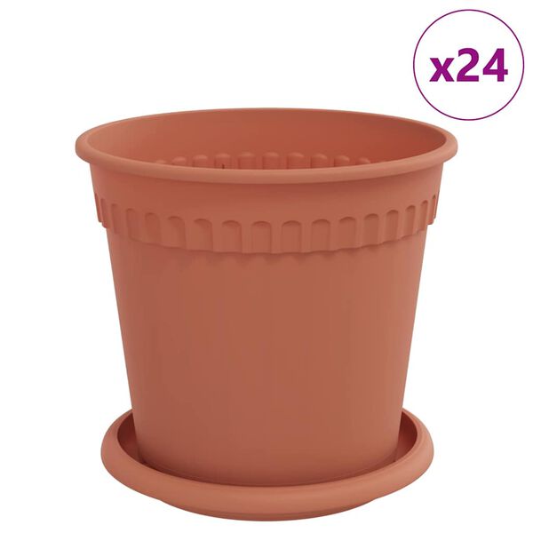 vidaXL Ghivece pentru plante 24 pcs Roșu cărămidă &Oslash; 17 x 14 cm Plastic