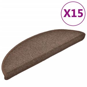 vidaXL Covorașe scări, 15 buc., 56x17x3 cm, maro cafea, semirotunde