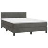 vidaXL Pat box spring cu saltea, gri &icirc;nchis, 140x190 cm, catifea