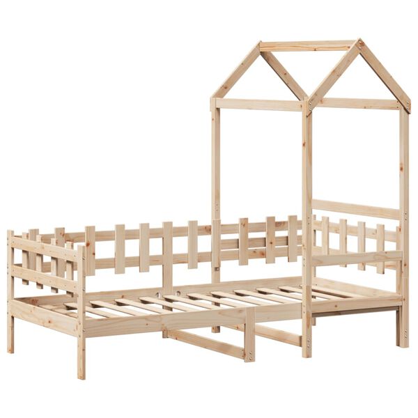 vidaXL Pat de zi cu acoperiș, 80x200 cm, lemn masiv de pin