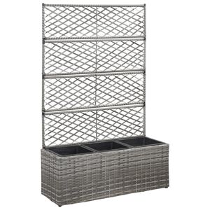 vidaXL Strat &icirc;nălțat spalier cu 3 ghivece gri 83x30x130 cm poliratan