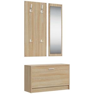 vidaXL Set pantofi 3 &icirc;n 1, lemn stratificat, stejar Sonoma