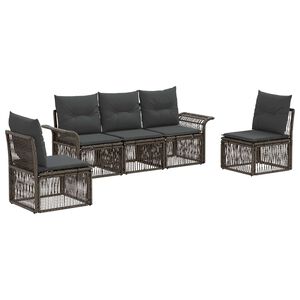 vidaXL Set de canapele pentru grădină 5 pcs Gri poliratan