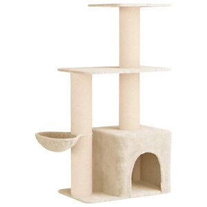 vidaXL Copac pentru pisici cu st&acirc;lpi de zg&acirc;riere din sisal Crem 133 cm