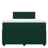 vidaXL Pat box spring cu saltea, verde &icirc;nchis, 120x200 cm, catifea