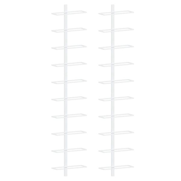 vidaXL Suport sticle de vin, de perete, 10 sticle, 2 buc., alb, metal