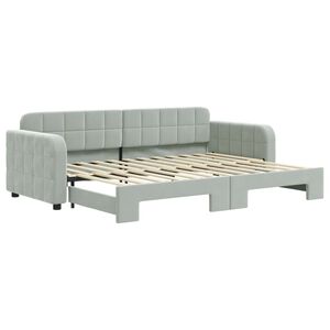 vidaXL Pat de zi cu extensie, gri deschis, 80x200 cm, catifea