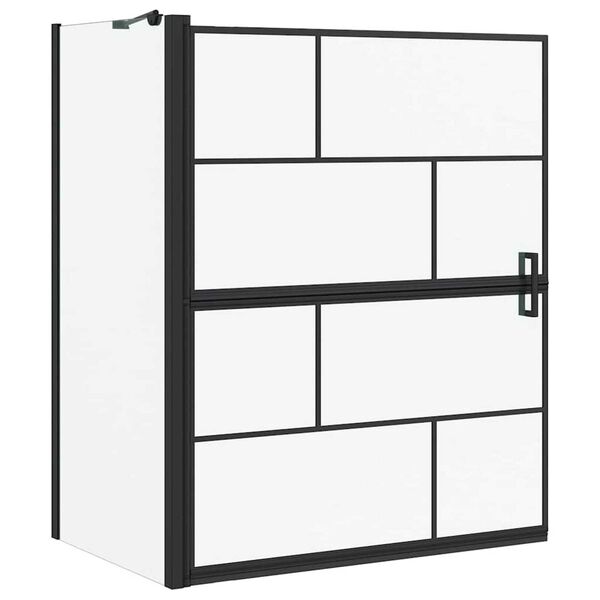 vidaXL Ecran de baie pentru duș Negru și transparent 116 x 68 x 128 cm