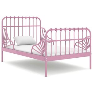 vidaXL Cadru de pat extensibil, roz, metal, 80x130/200 cm