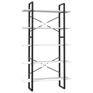 vidaXL Bibliotecă cu 5 rafturi, alb, 100x30x175 cm, lemn masiv de pin