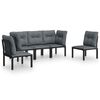 vidaXL Set mobilier de grădină, 5 piese, negru/gri, poliratan