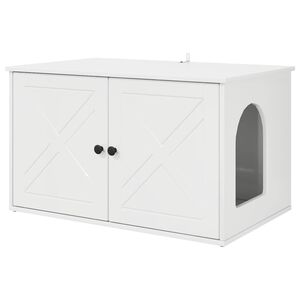 vidaXL Casa pentru pisici Alb Lucios 85 x 55 x 50 cm Lemn compozit