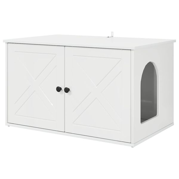 vidaXL Casa pentru pisici Alb Lucios 85 x 55 x 50 cm Lemn compozit