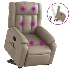vidaXL Fotoliu de masaj rabatabil vertical cappuccino piele ecologică