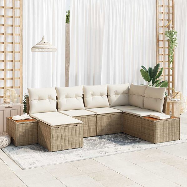 vidaXL Set de canapele pentru grădină 6 pcs Bej și crem Poli Rattan