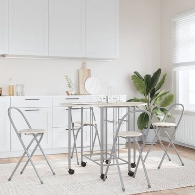vidaXL Set masă și scaune de bucătărie pliabile din MDF, 5 piese